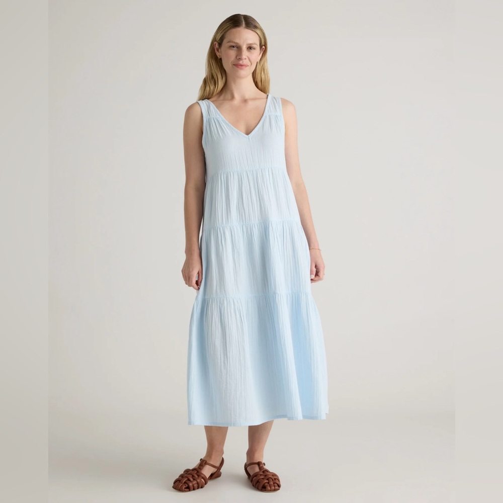 Quince 100% Cotton Gauze Tiered Maxi Dress